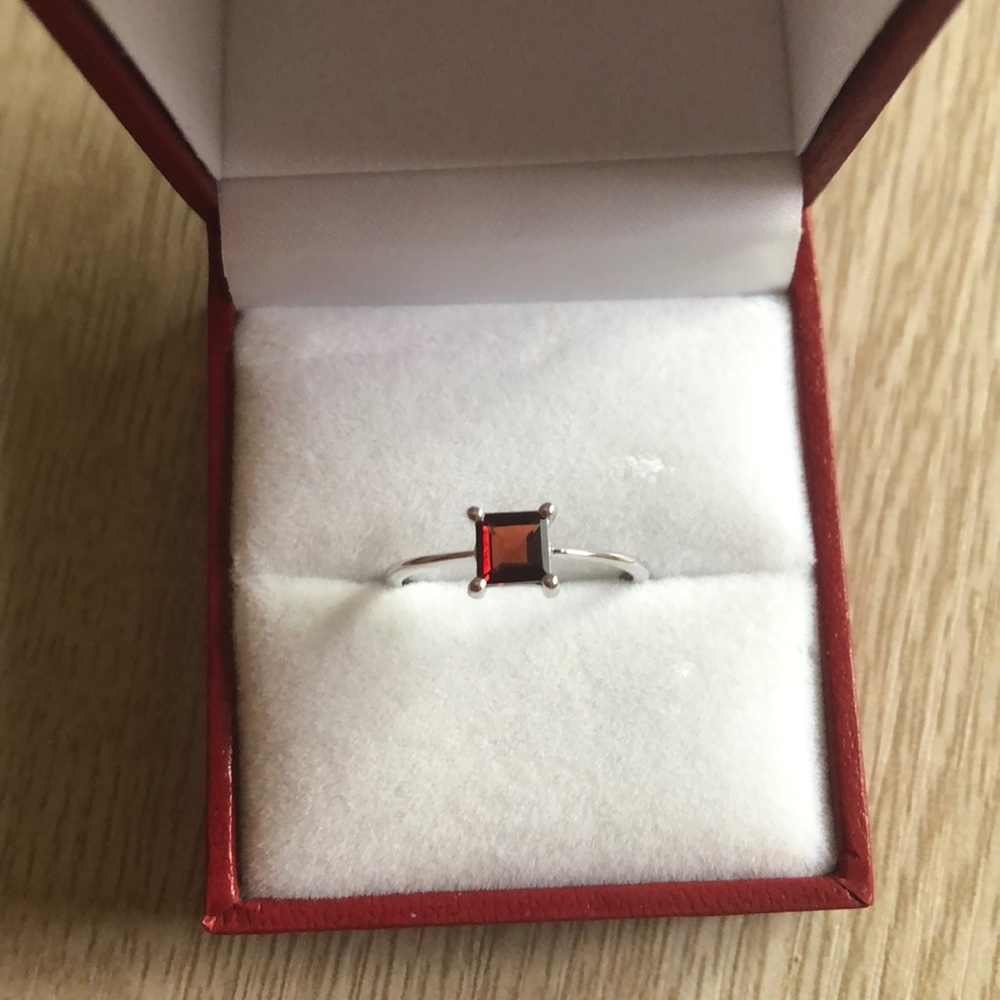 Sterling Silver and Garnet Ring, Size 6